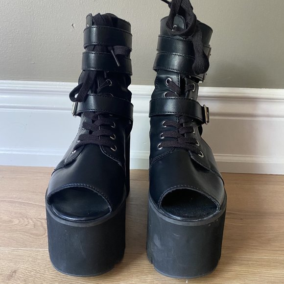 Killstar Open Toe Platform Boots - Picture 3 of 5